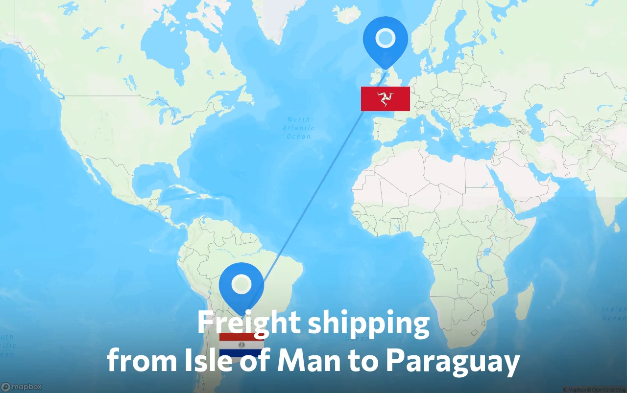 Shipping route from Isle of Man to Paraguay