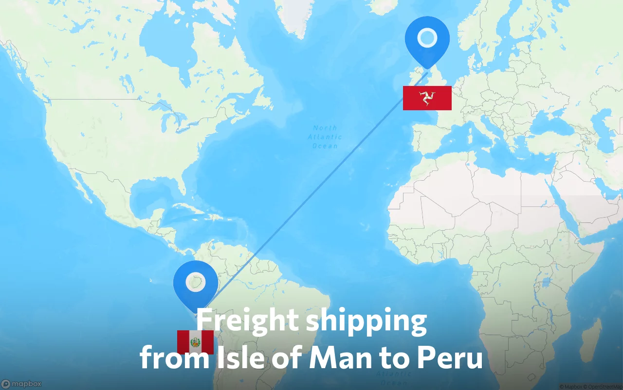 Shipping route from Isle of Man to Peru