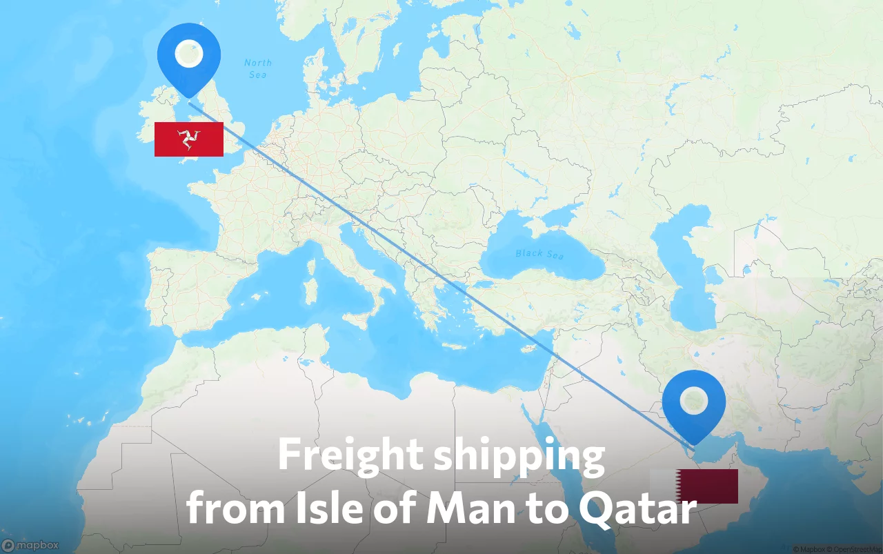 Shipping route from Isle of Man to Qatar