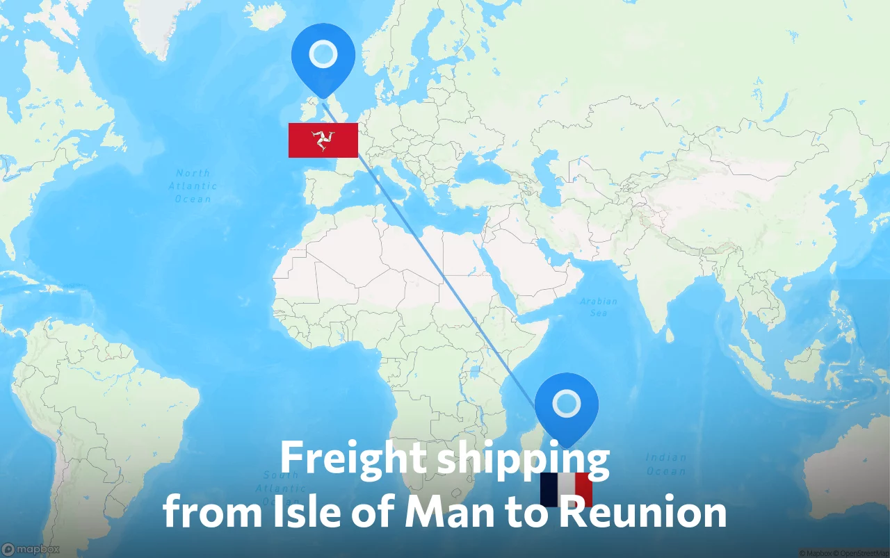 Shipping route from Isle of Man to Reunion