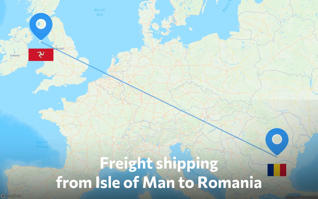 Shipping route from Isle of Man to Romania