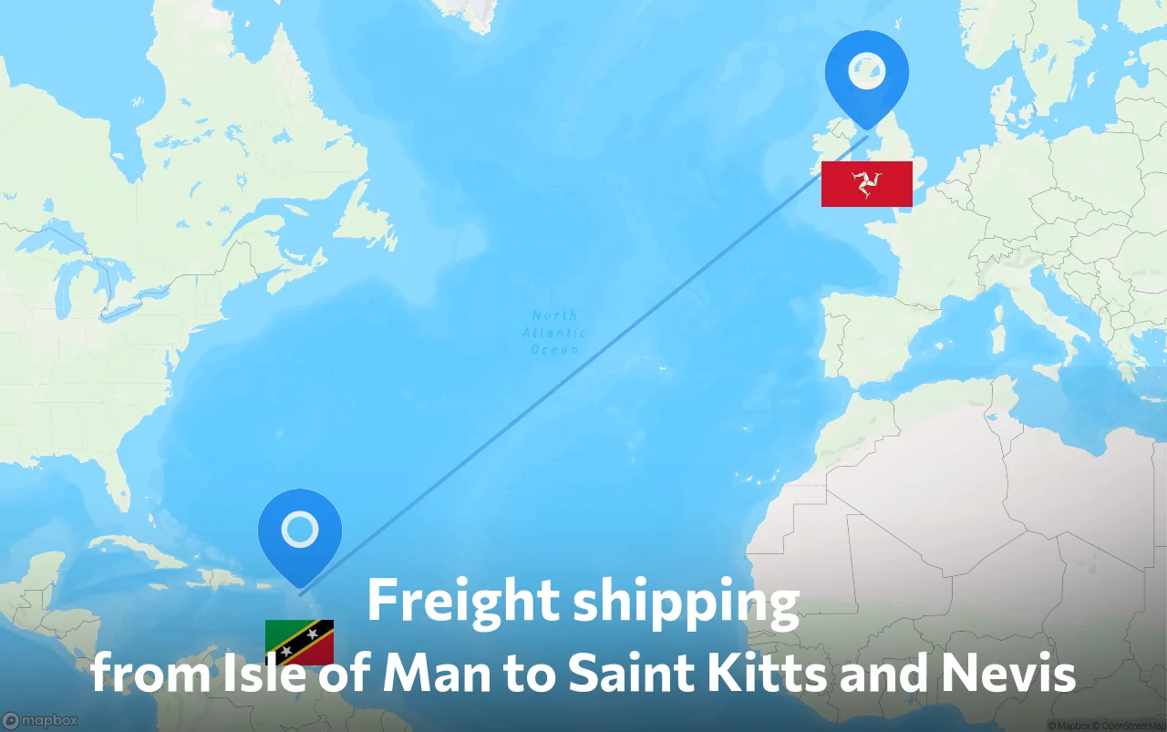 Shipping route from Isle of Man to Saint Kitts and Nevis