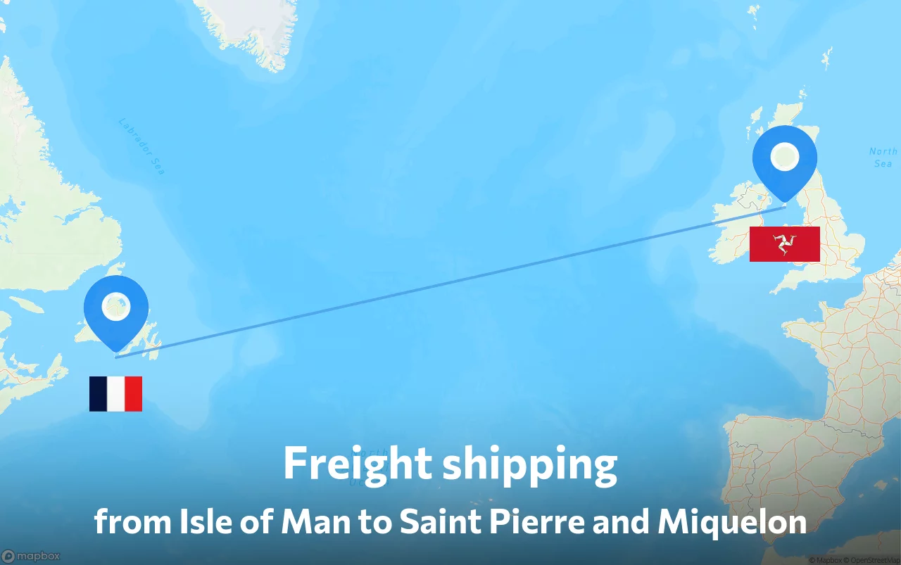 Shipping route from Isle of Man to Saint Pierre and Miquelon