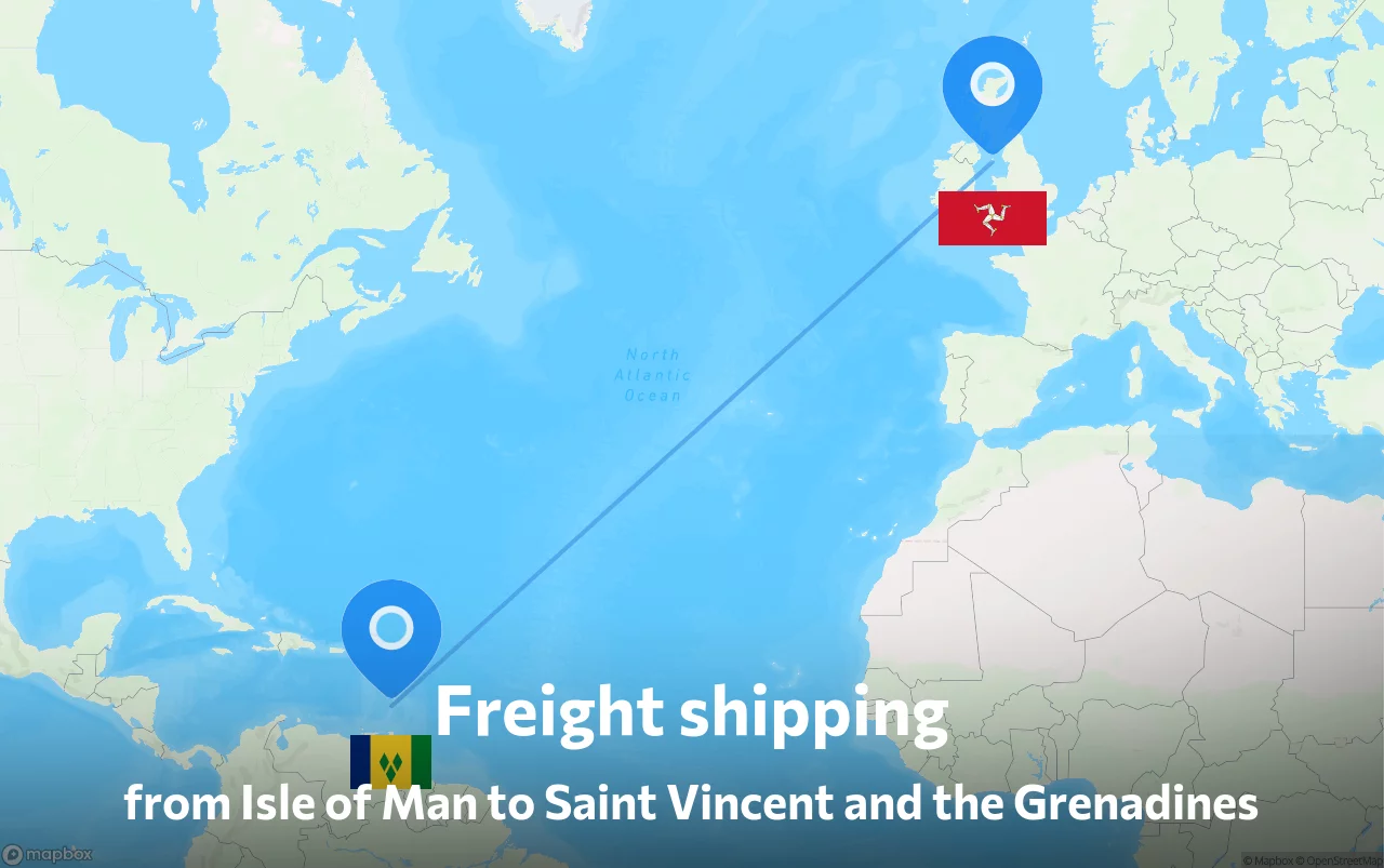 Shipping route from Isle of Man to Saint Vincent and the Grenadines