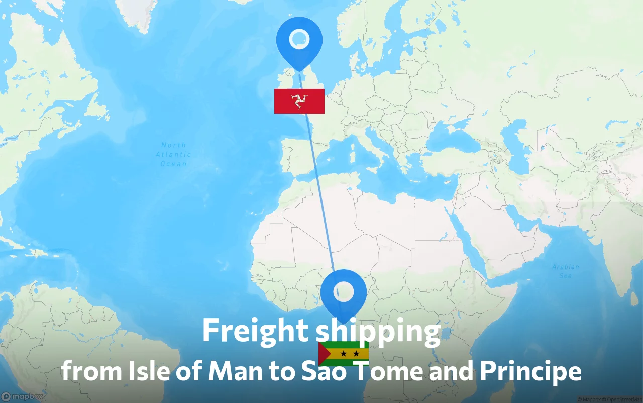 Shipping route from Isle of Man to Sao Tome and Principe