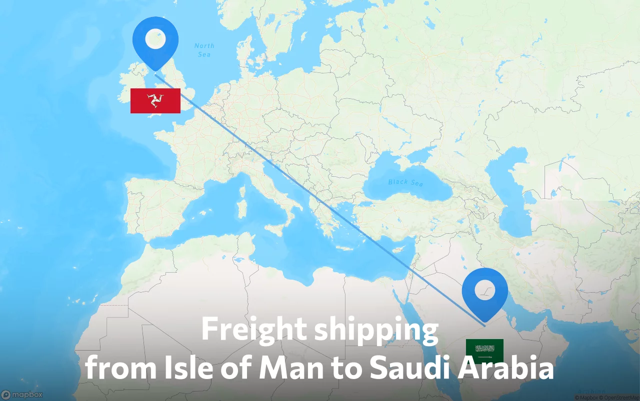 Shipping route from Isle of Man to Saudi Arabia