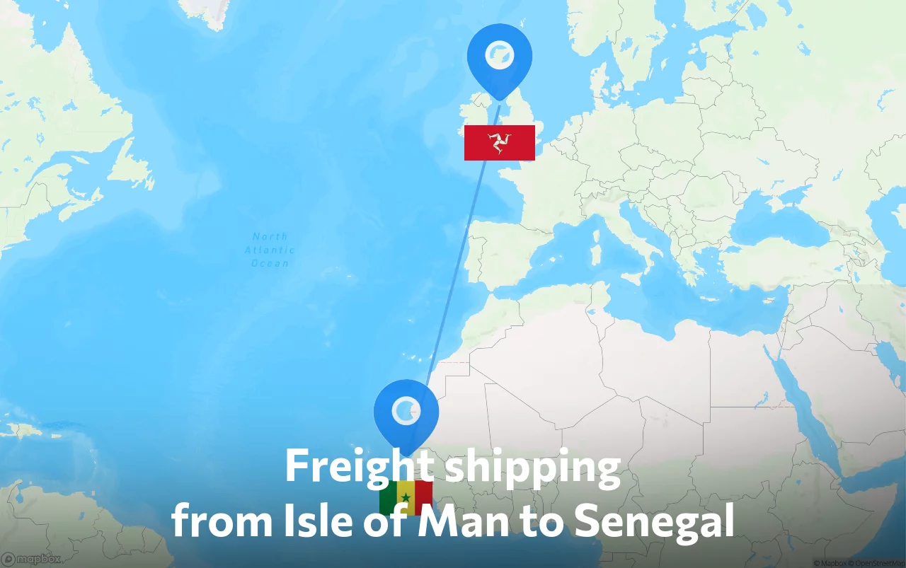 Shipping route from Isle of Man to Senegal
