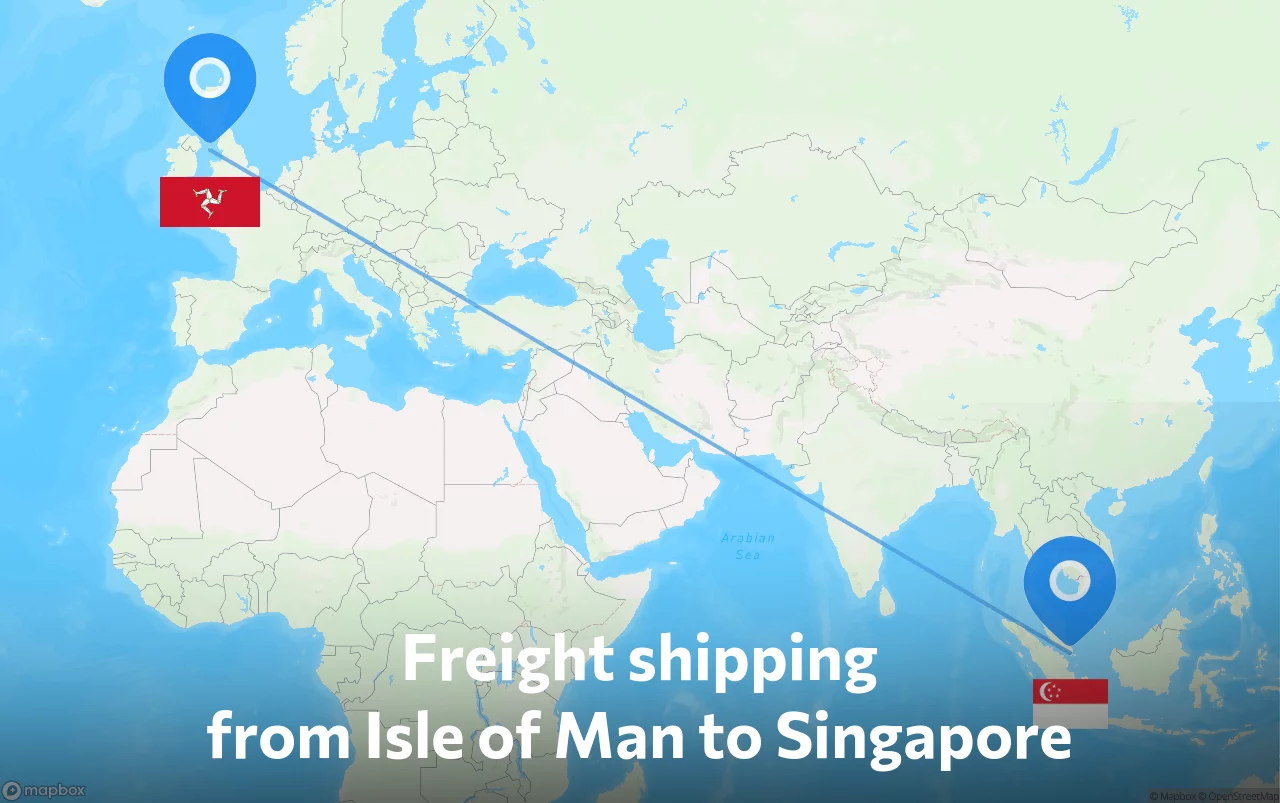 Shipping route from Isle of Man to Singapore
