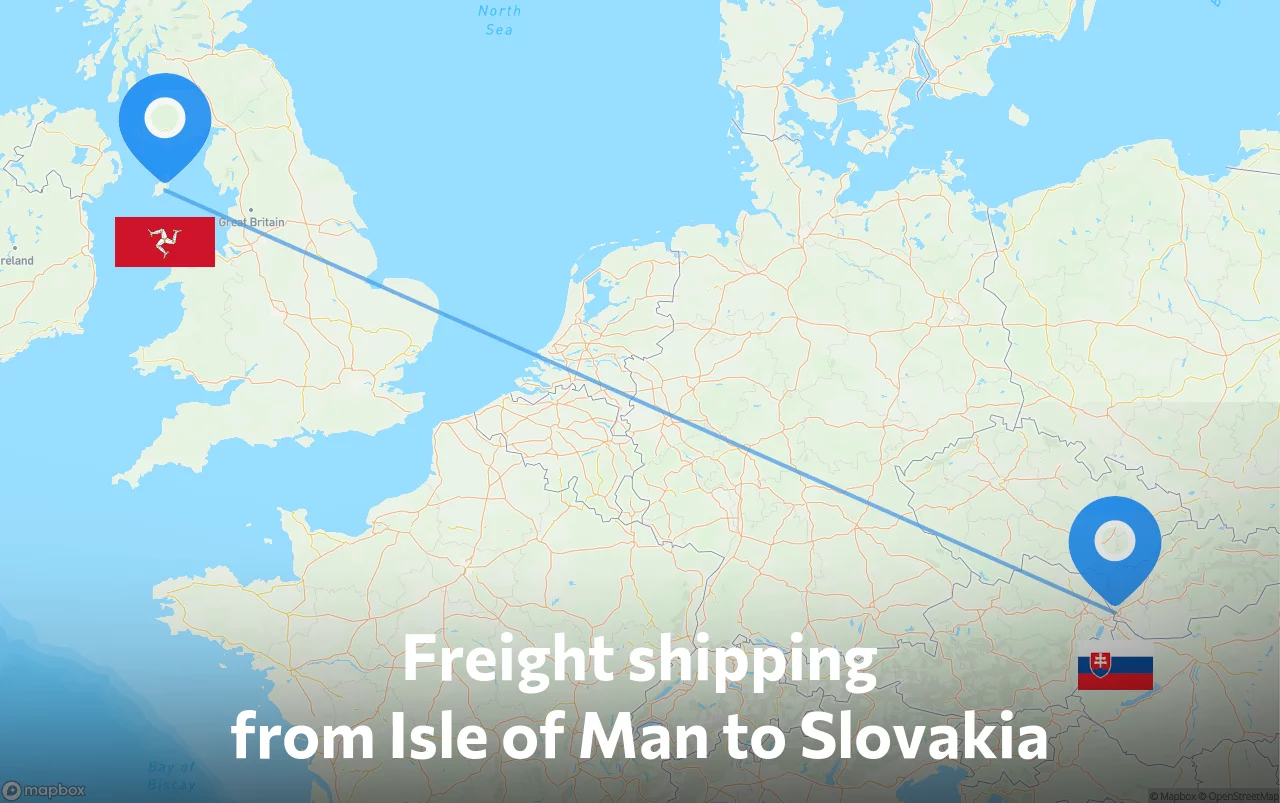 Shipping route from Isle of Man to Slovakia