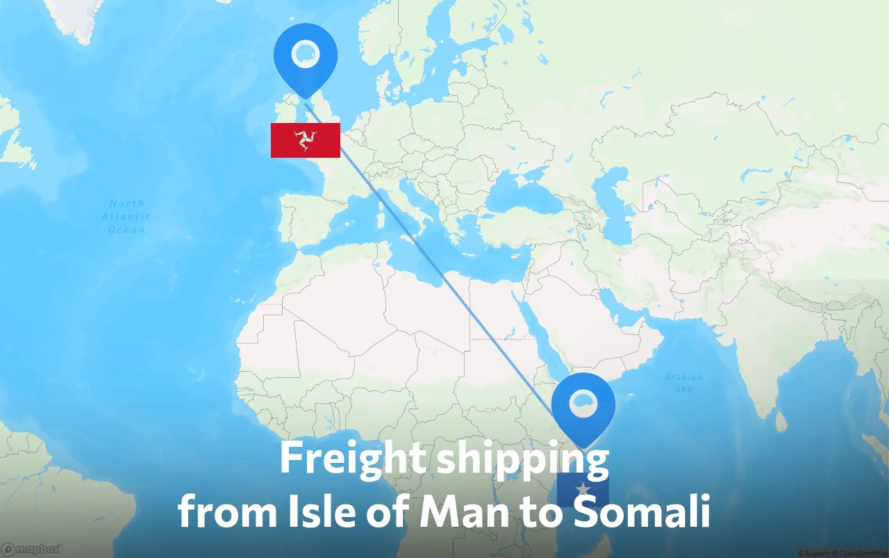 Shipping route from Isle of Man to Somali