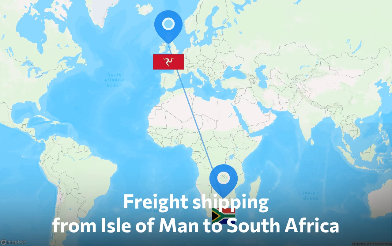 Shipping route from Isle of Man to South Africa