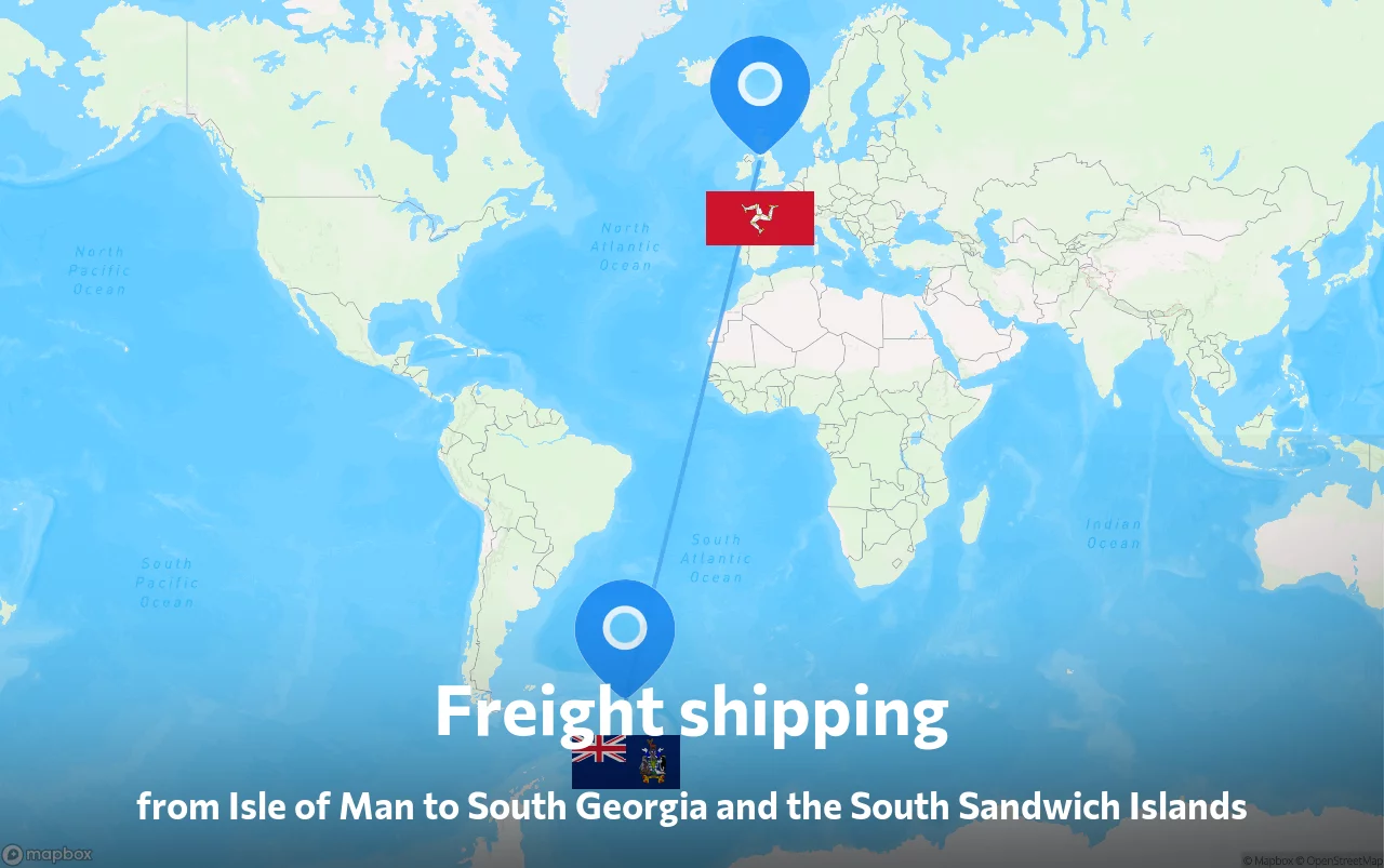 Shipping route from Isle of Man to South Georgia and the South Sandwich Islands