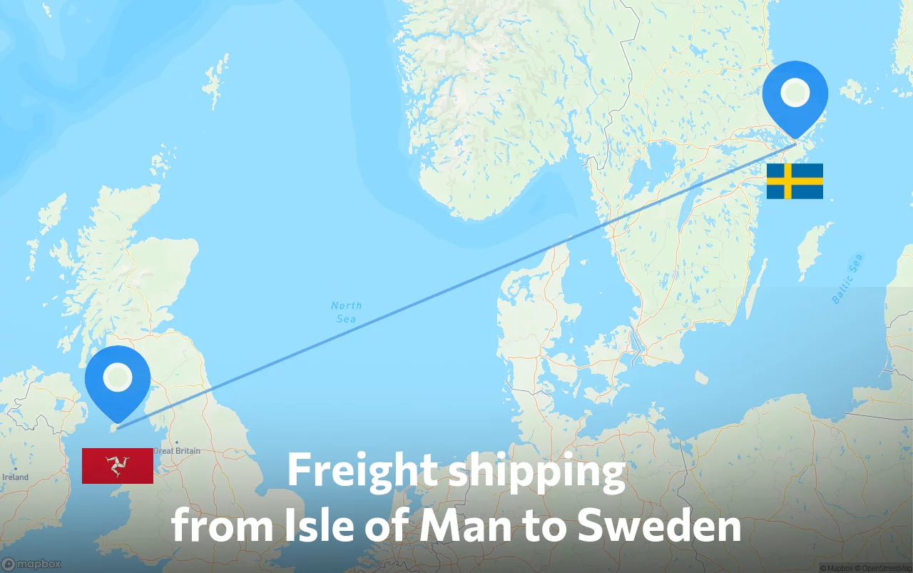 Shipping route from Isle of Man to Sweden