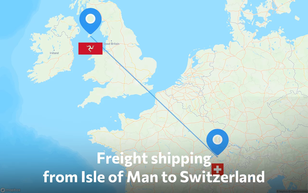 Shipping route from Isle of Man to Switzerland