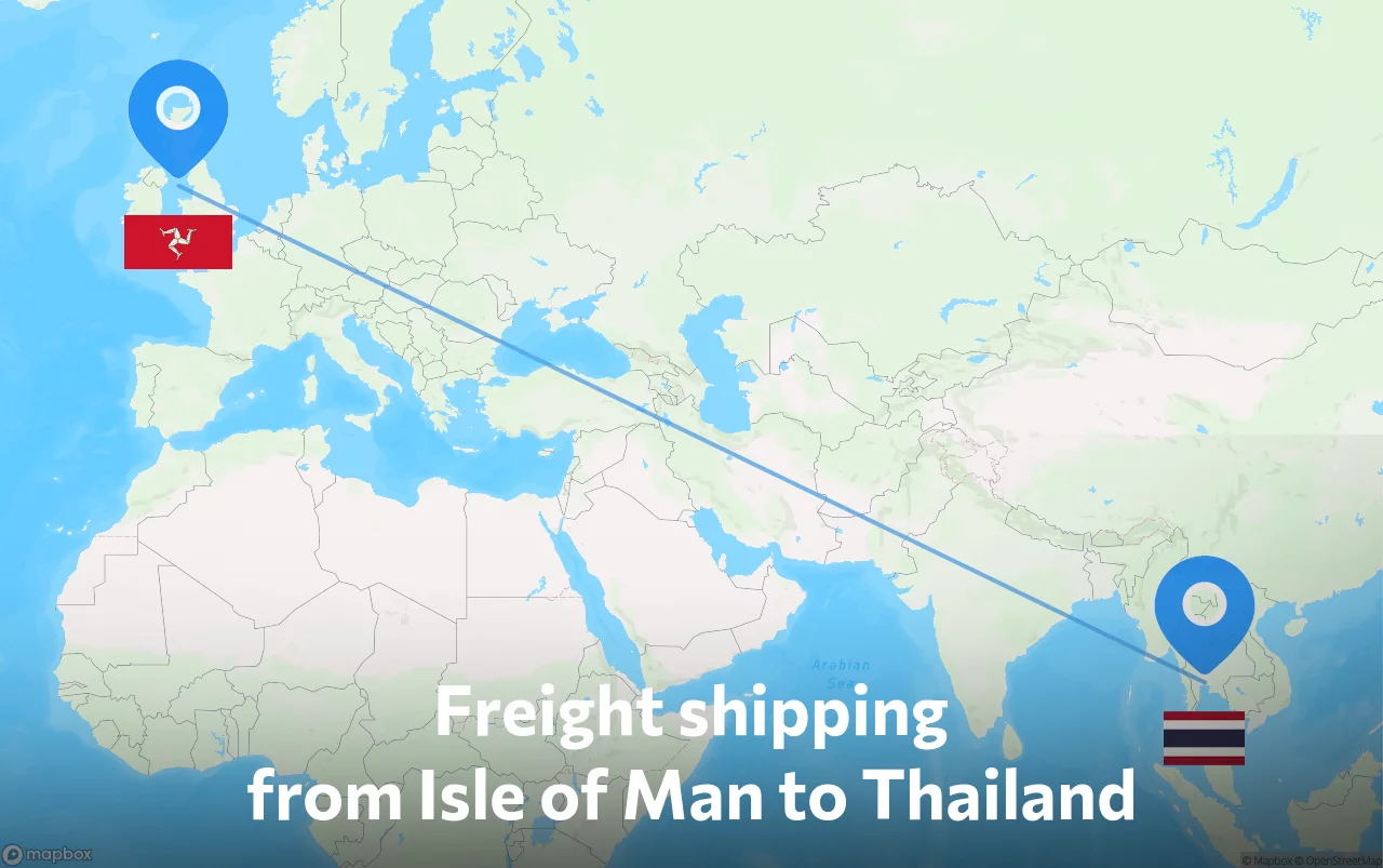 Shipping route from Isle of Man to Thailand