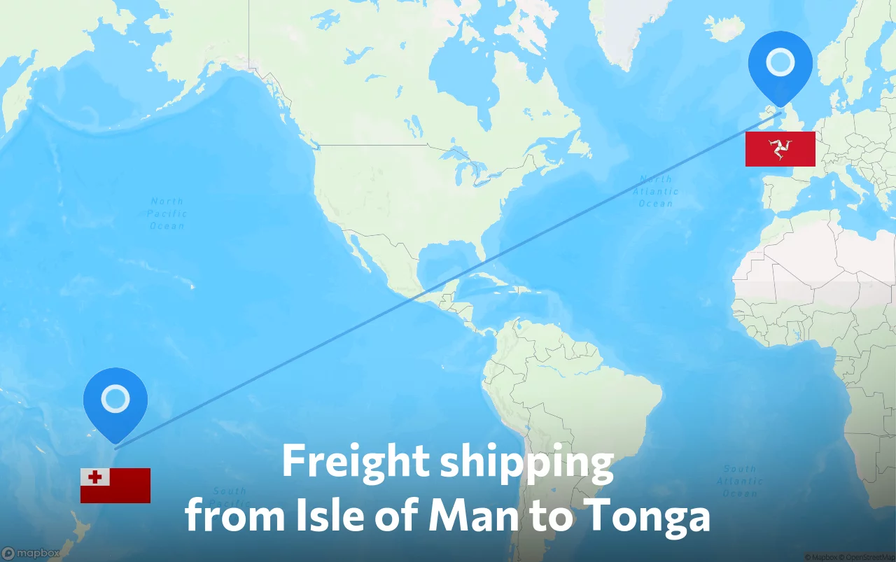Shipping route from Isle of Man to Tonga