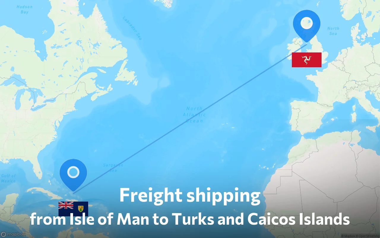 Shipping route from Isle of Man to Turks and Caicos Islands