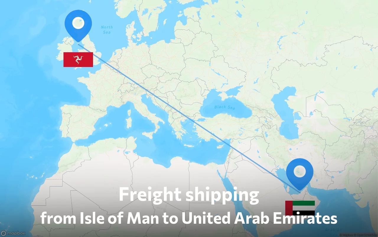 Shipping route from Isle of Man to United Arab Emirates
