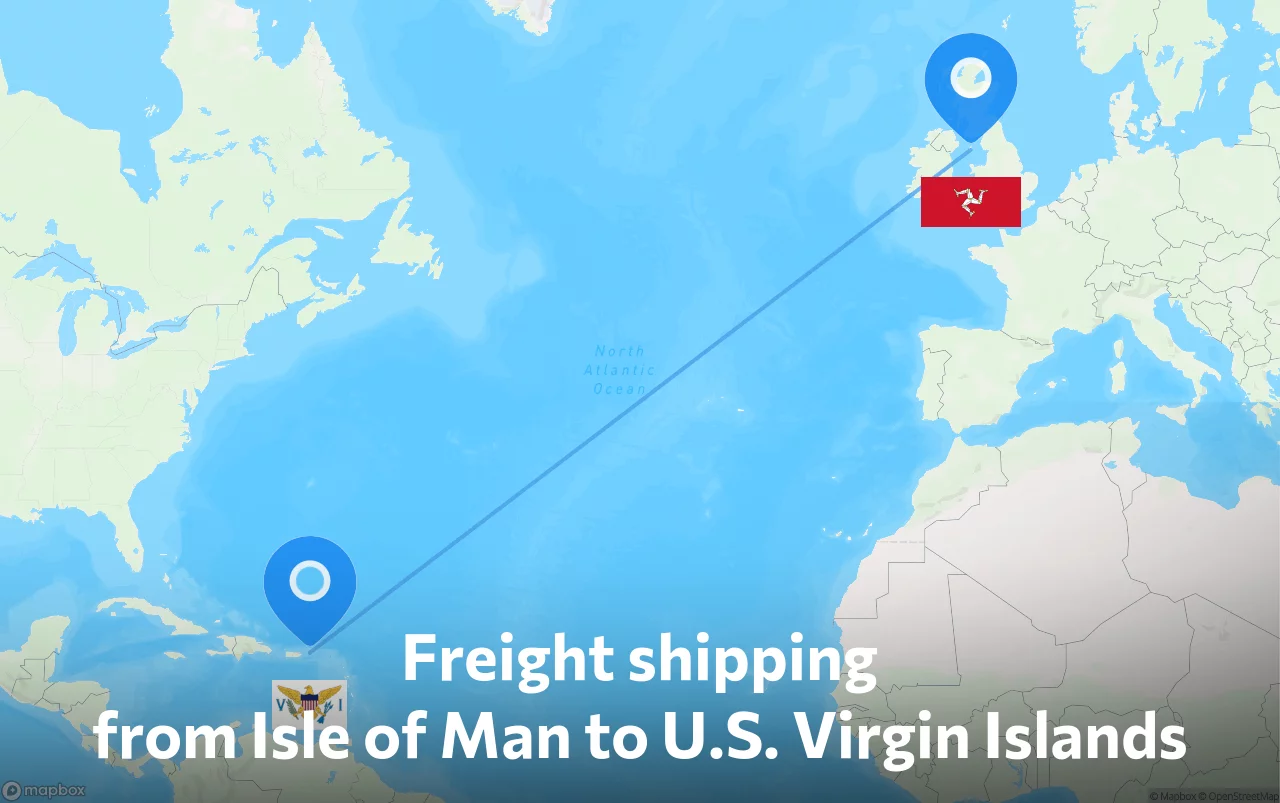 Shipping route from Isle of Man to U.S. Virgin Islands