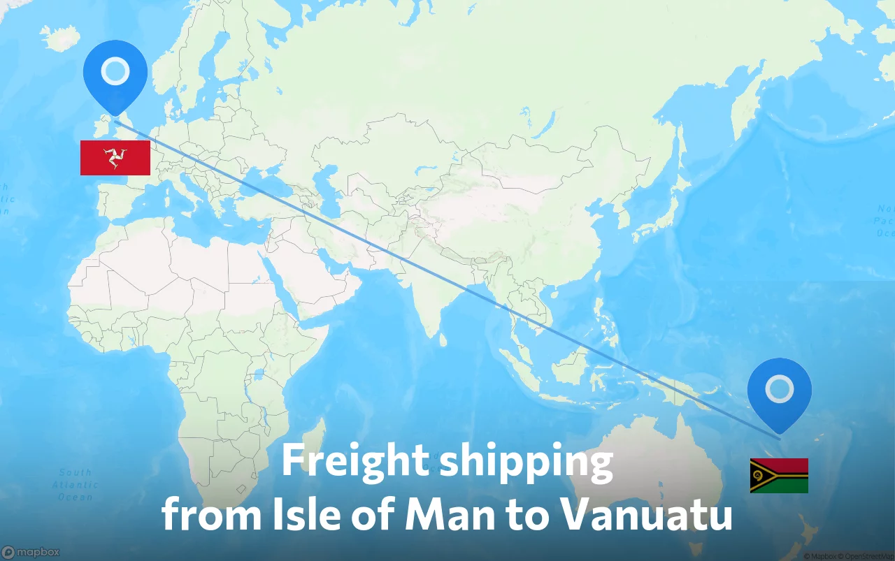 Shipping route from Isle of Man to Vanuatu