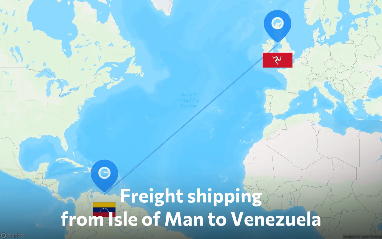 Shipping route from Isle of Man to Venezuela