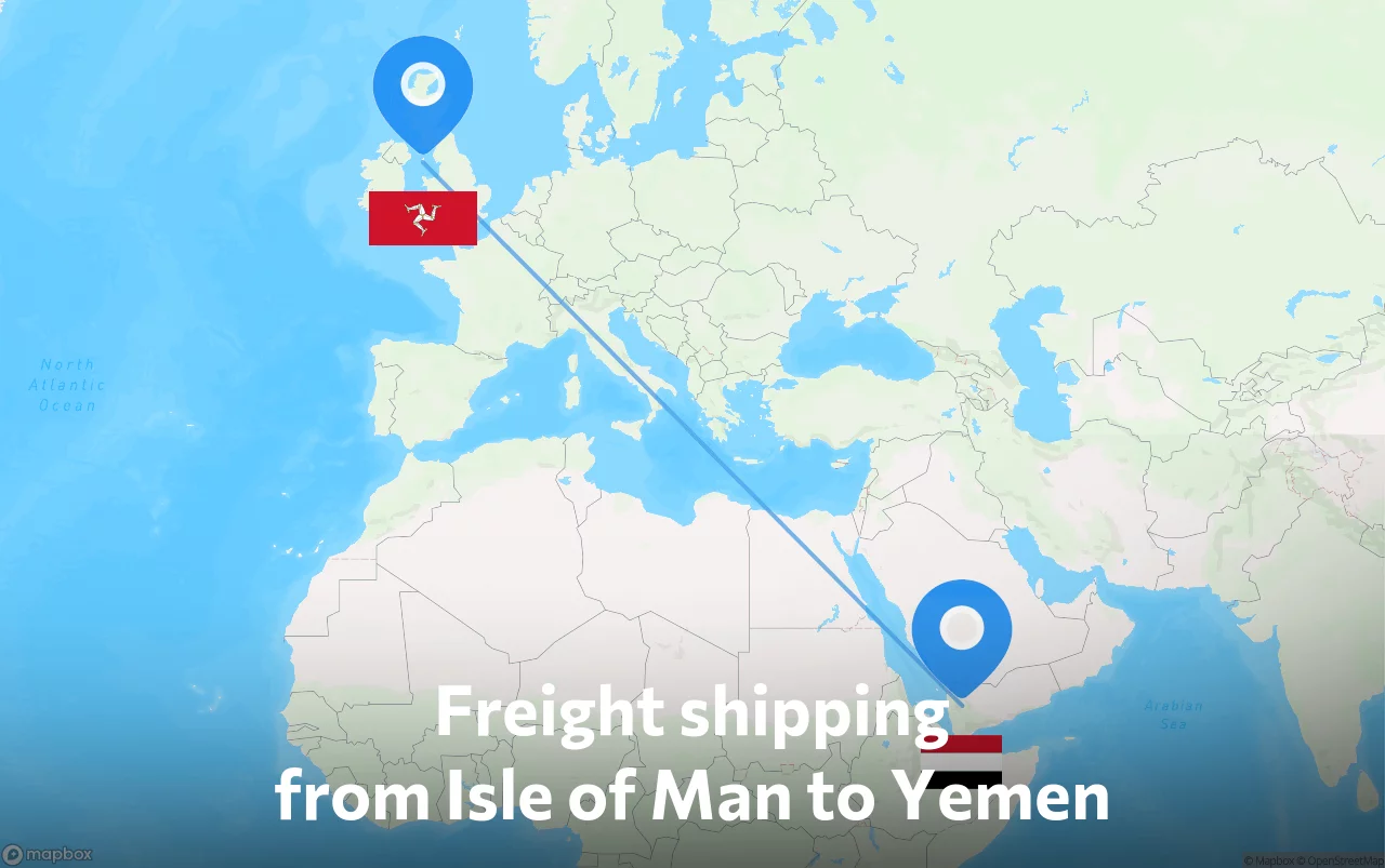Shipping route from Isle of Man to Yemen