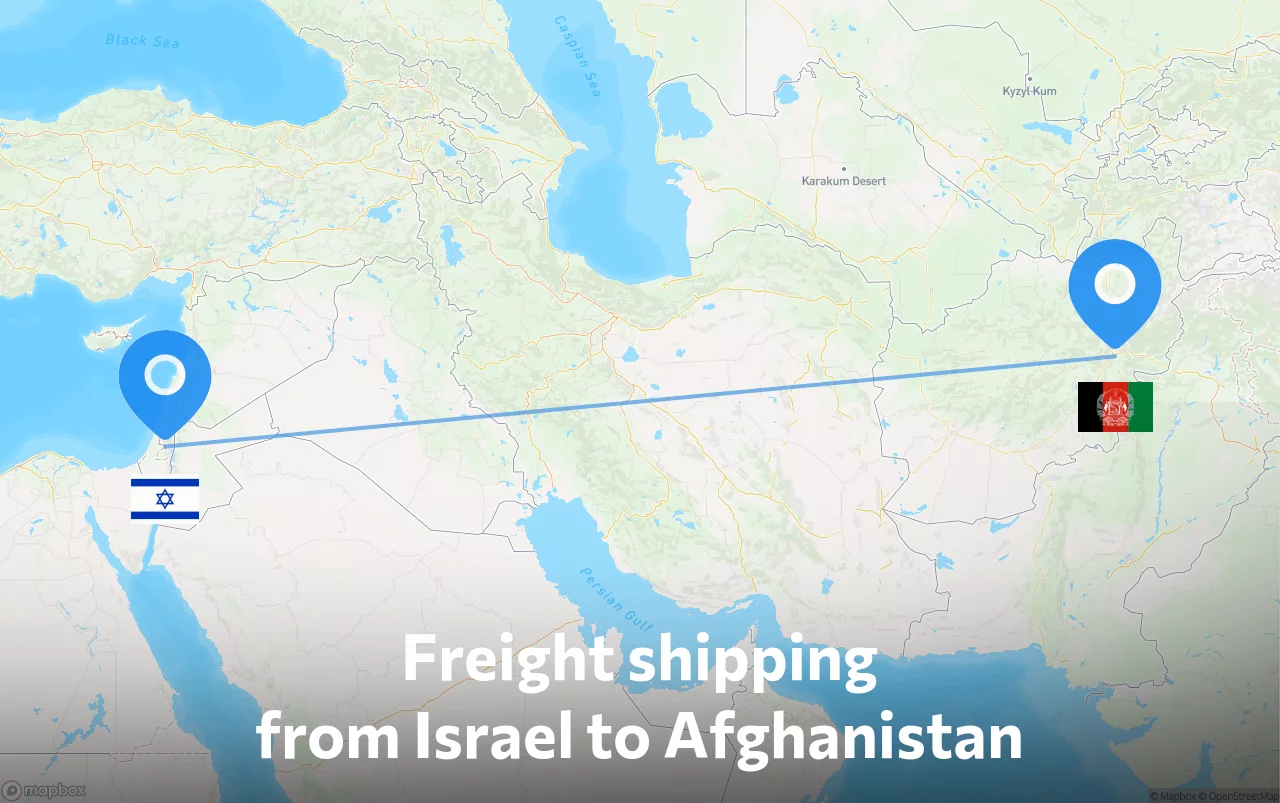 Shipping route from Israel to Afghanistan