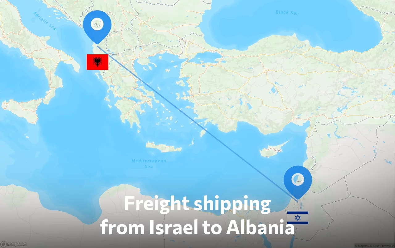 Shipping route from Israel to Albania