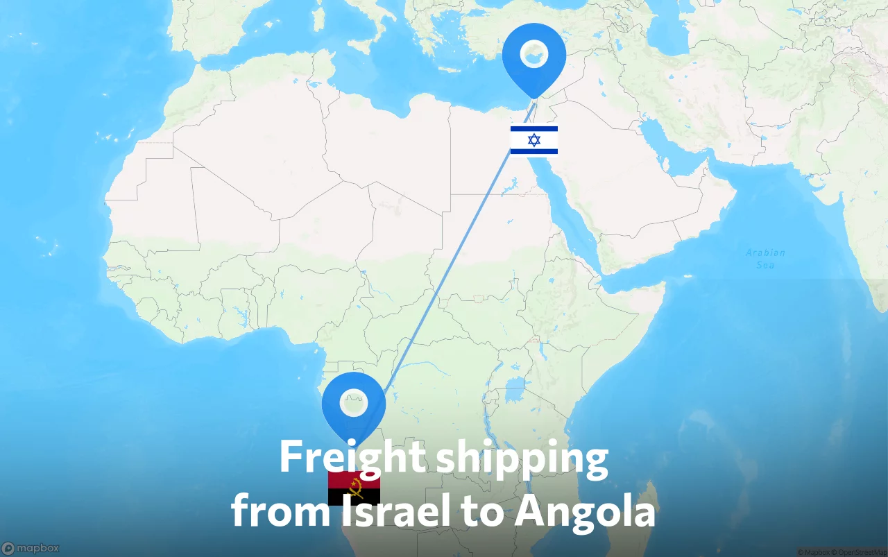 Shipping route from Israel to Angola