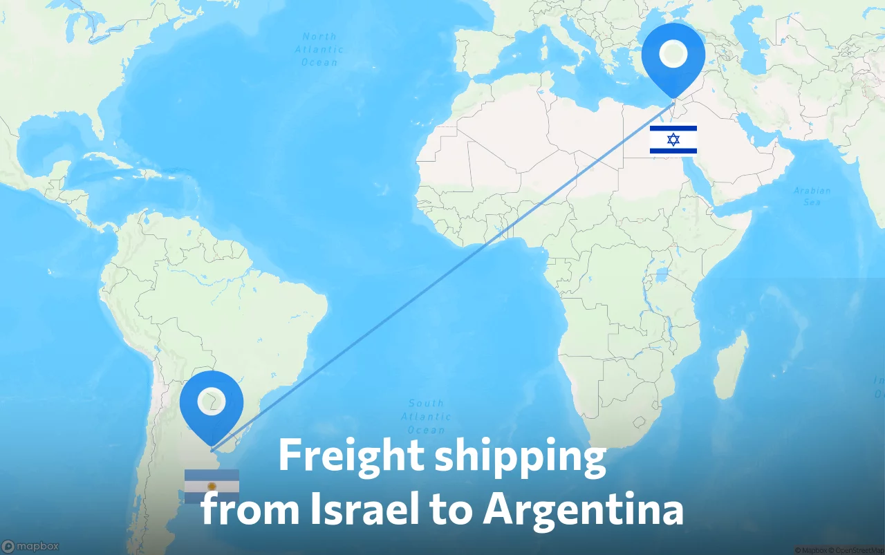Shipping route from Israel to Argentina