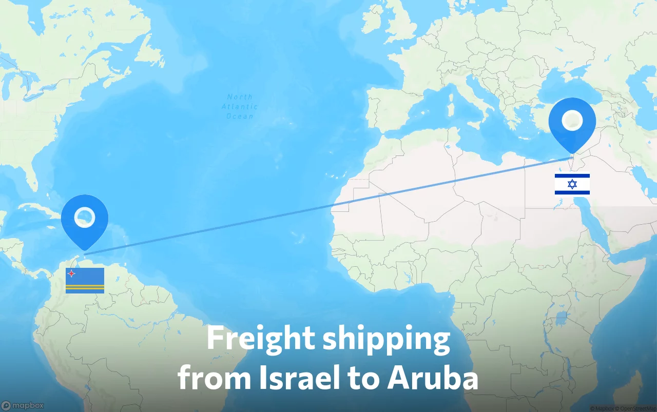Shipping route from Israel to Aruba