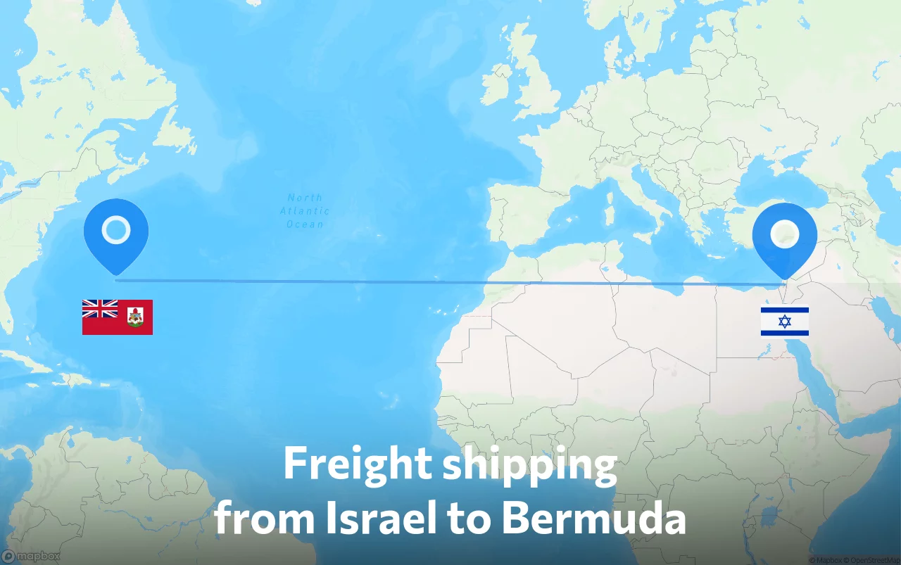Shipping route from Israel to Bermuda