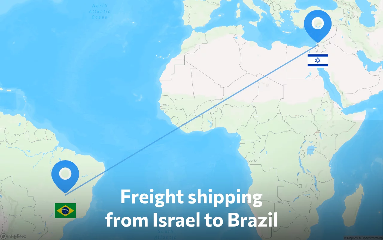 Shipping route from Israel to Brazil