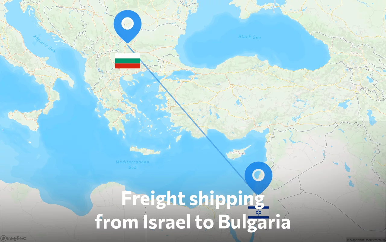Shipping route from Israel to Bulgaria