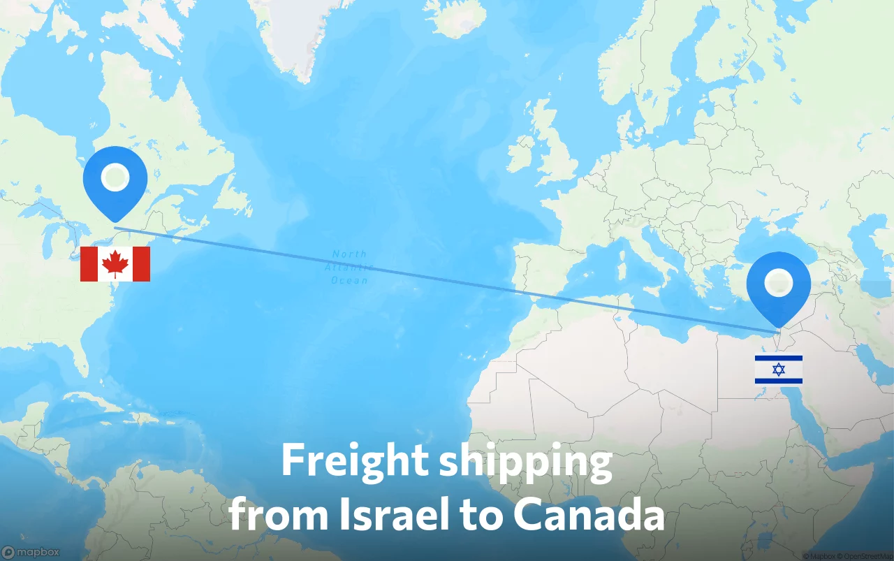 Shipping route from Israel to Canada
