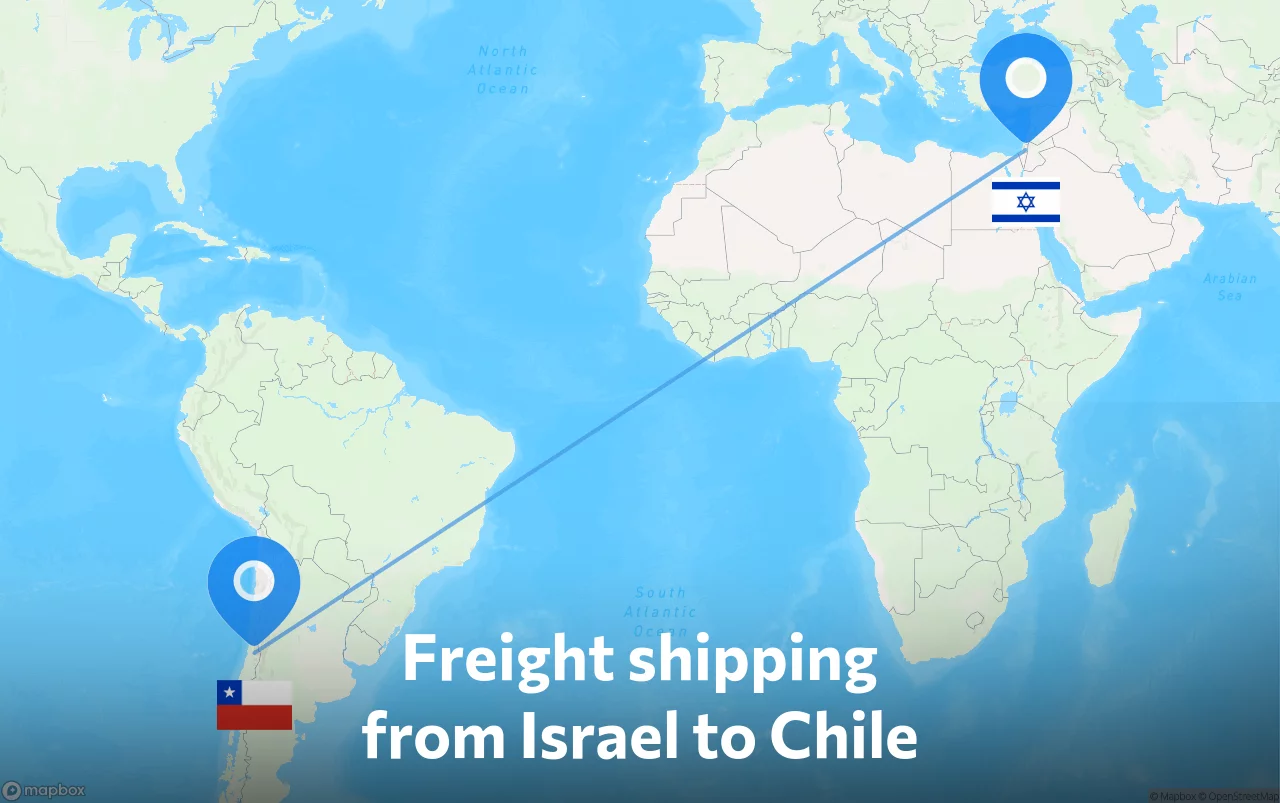 Shipping route from Israel to Chile