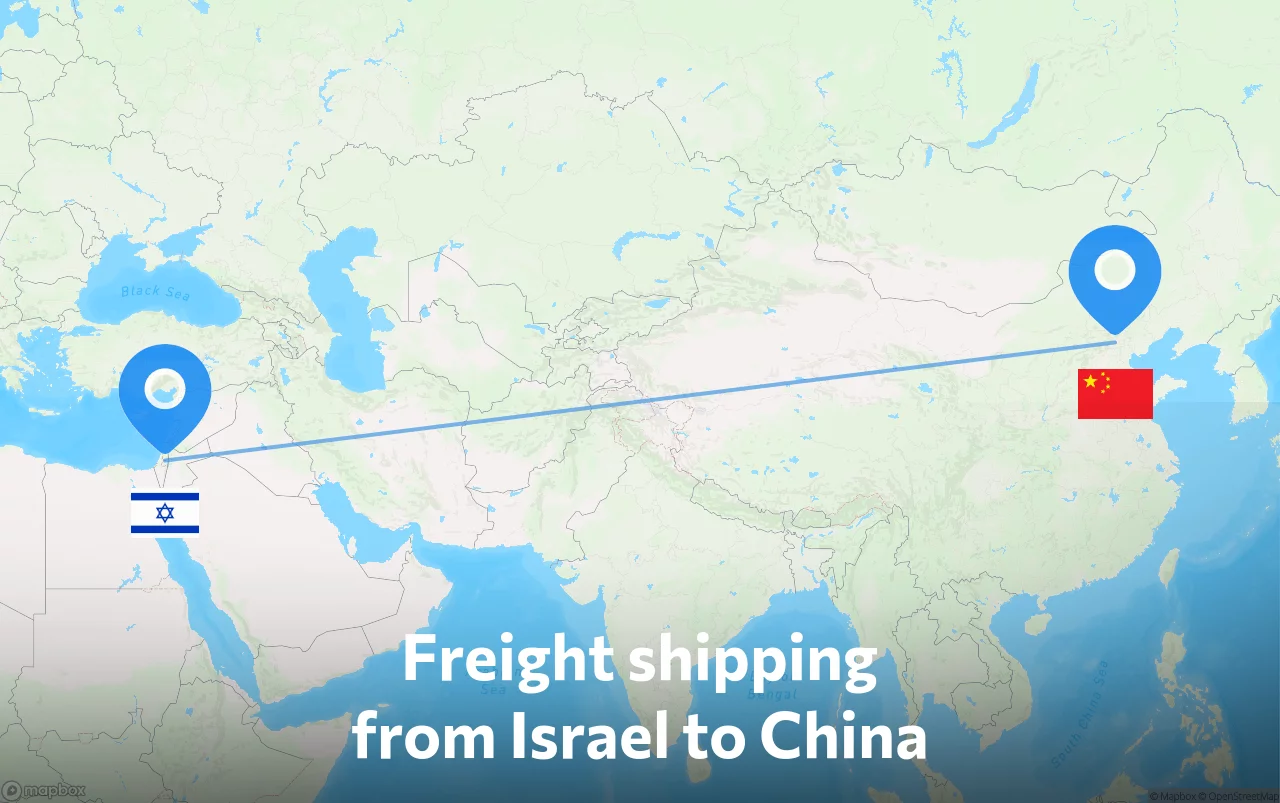 Shipping route from Israel to China