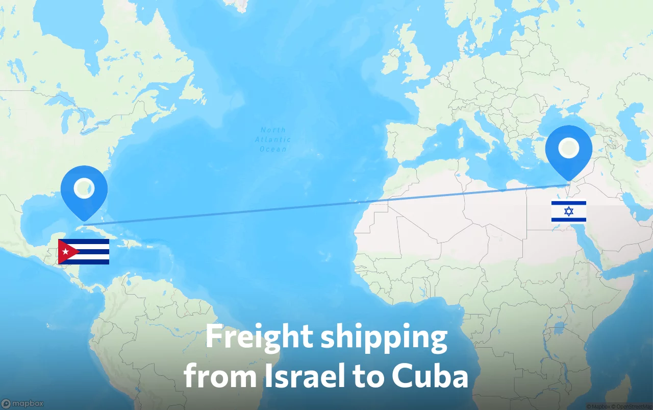 Shipping route from Israel to Cuba