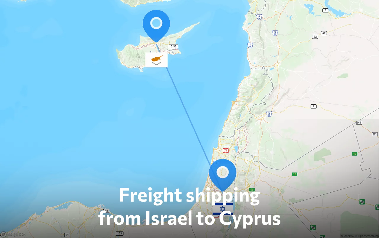 Shipping route from Israel to Cyprus