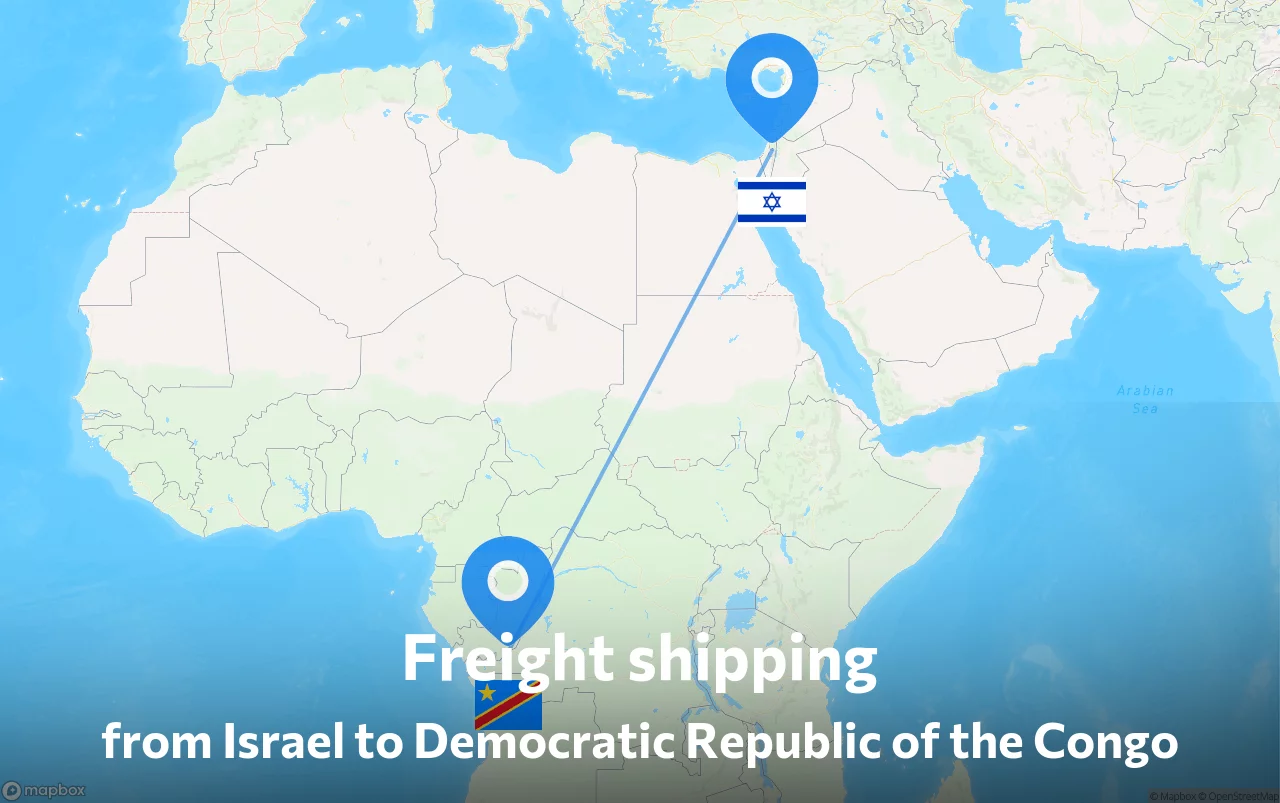 Shipping route from Israel to Democratic Republic of the Congo