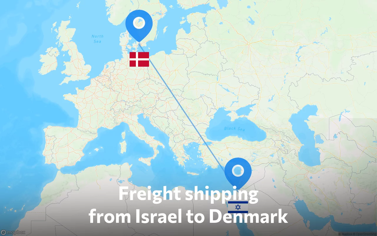 Shipping route from Israel to Denmark
