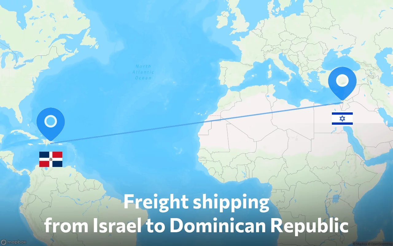 Shipping route from Israel to Dominican Republic