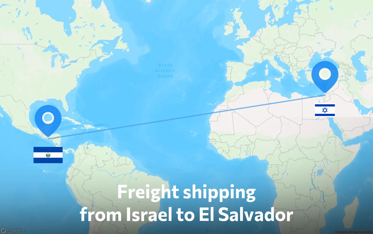 Shipping route from Israel to El Salvador