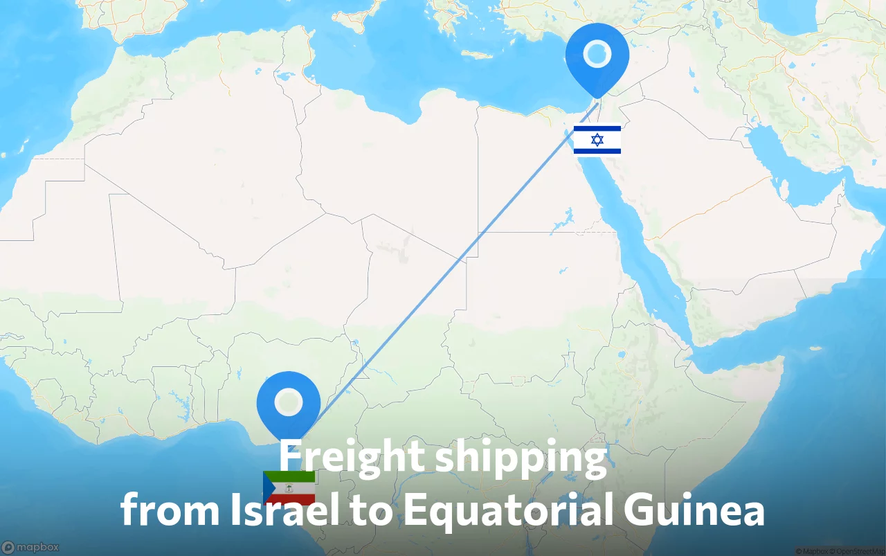 Shipping route from Israel to Equatorial Guinea