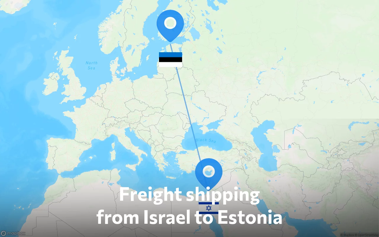 Shipping route from Israel to Estonia