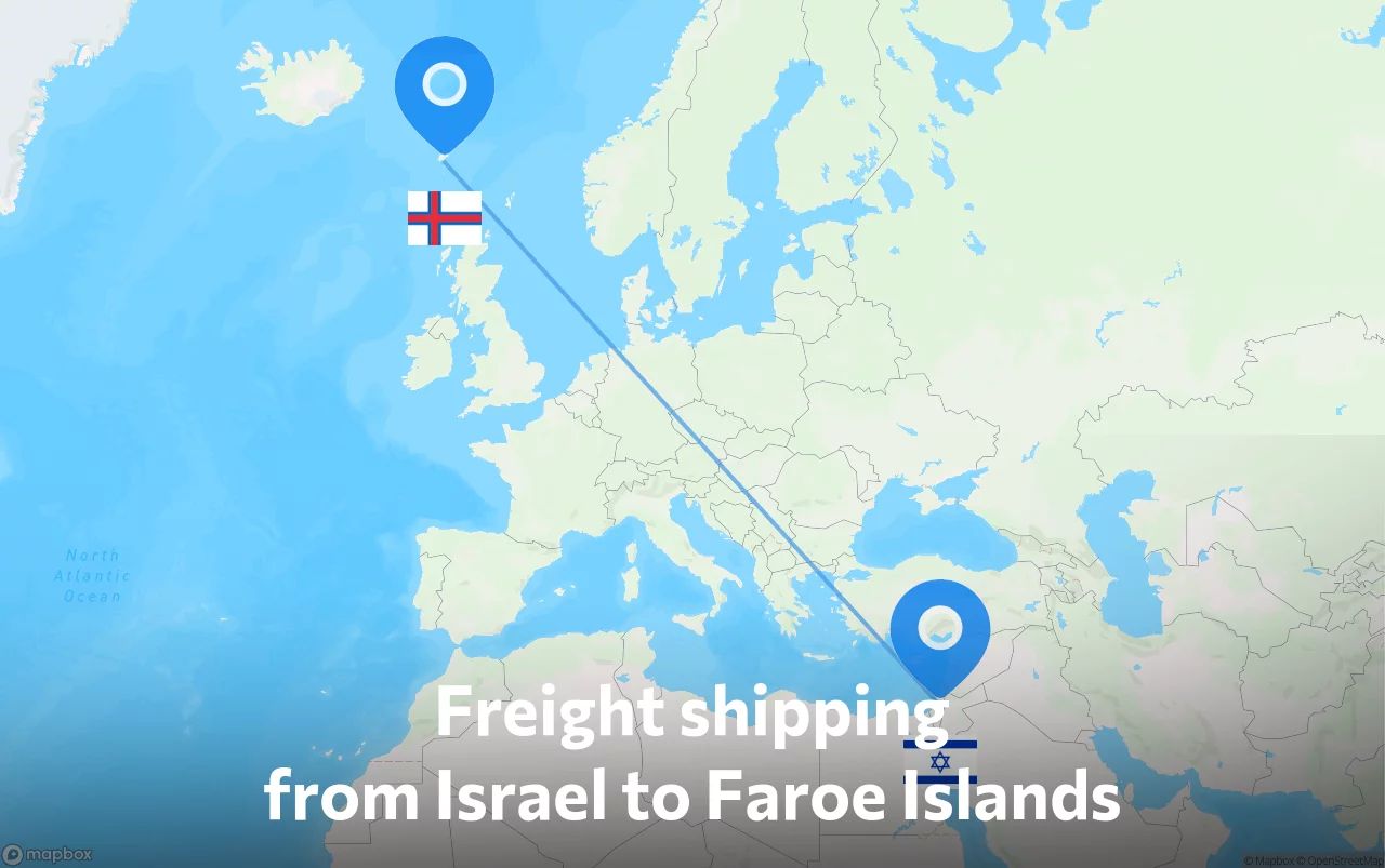 Shipping route from Israel to Faroe Islands