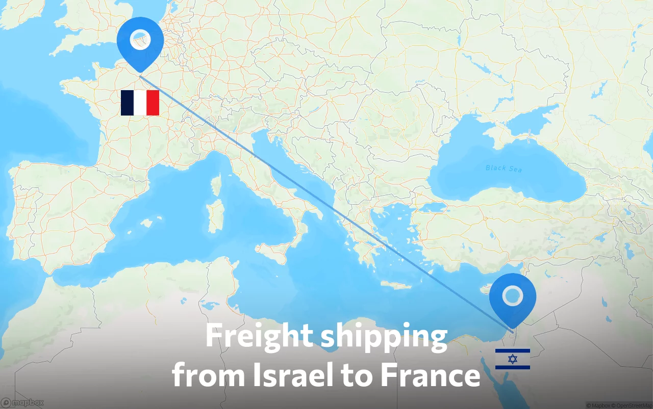 Shipping route from Israel to France