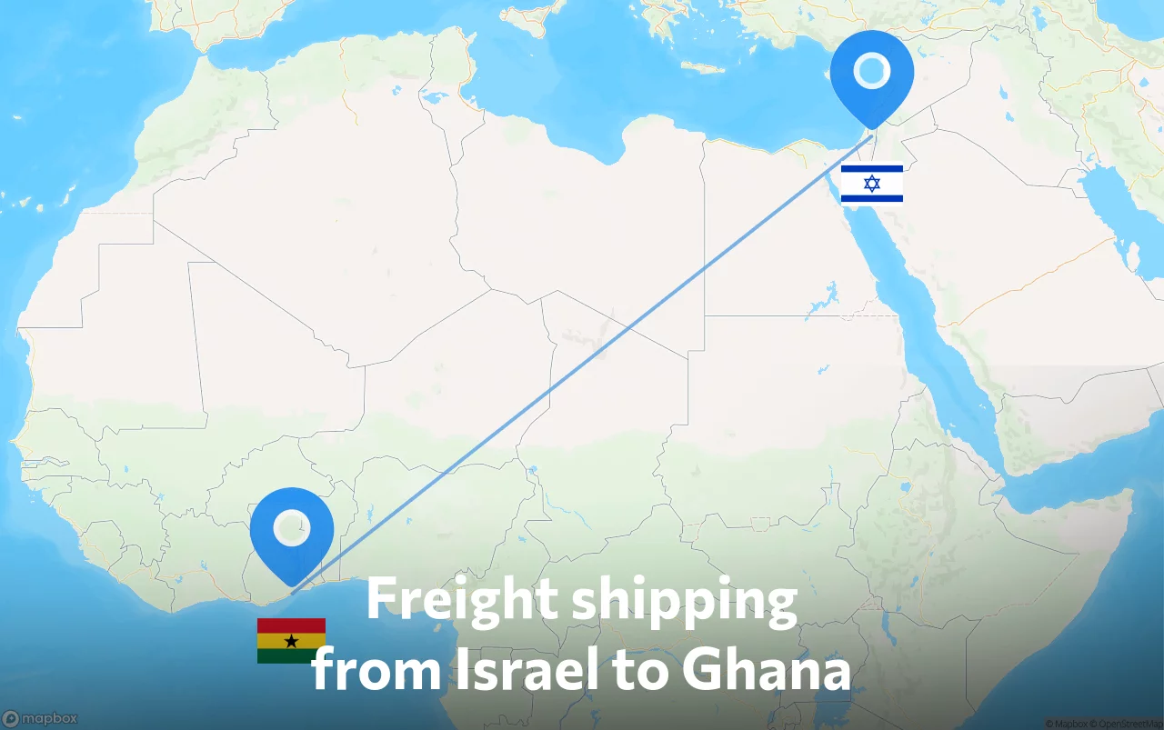 Shipping route from Israel to Ghana