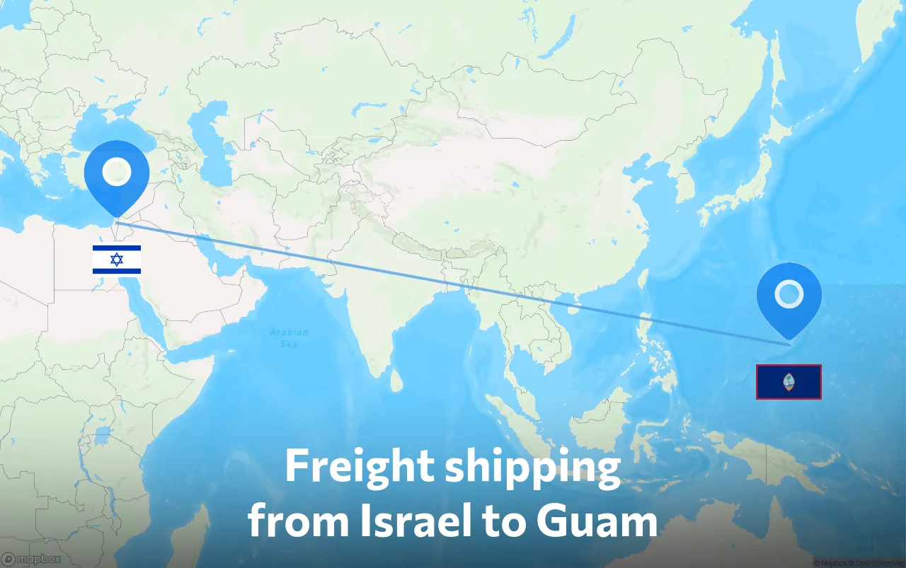 Shipping route from Israel to Guam