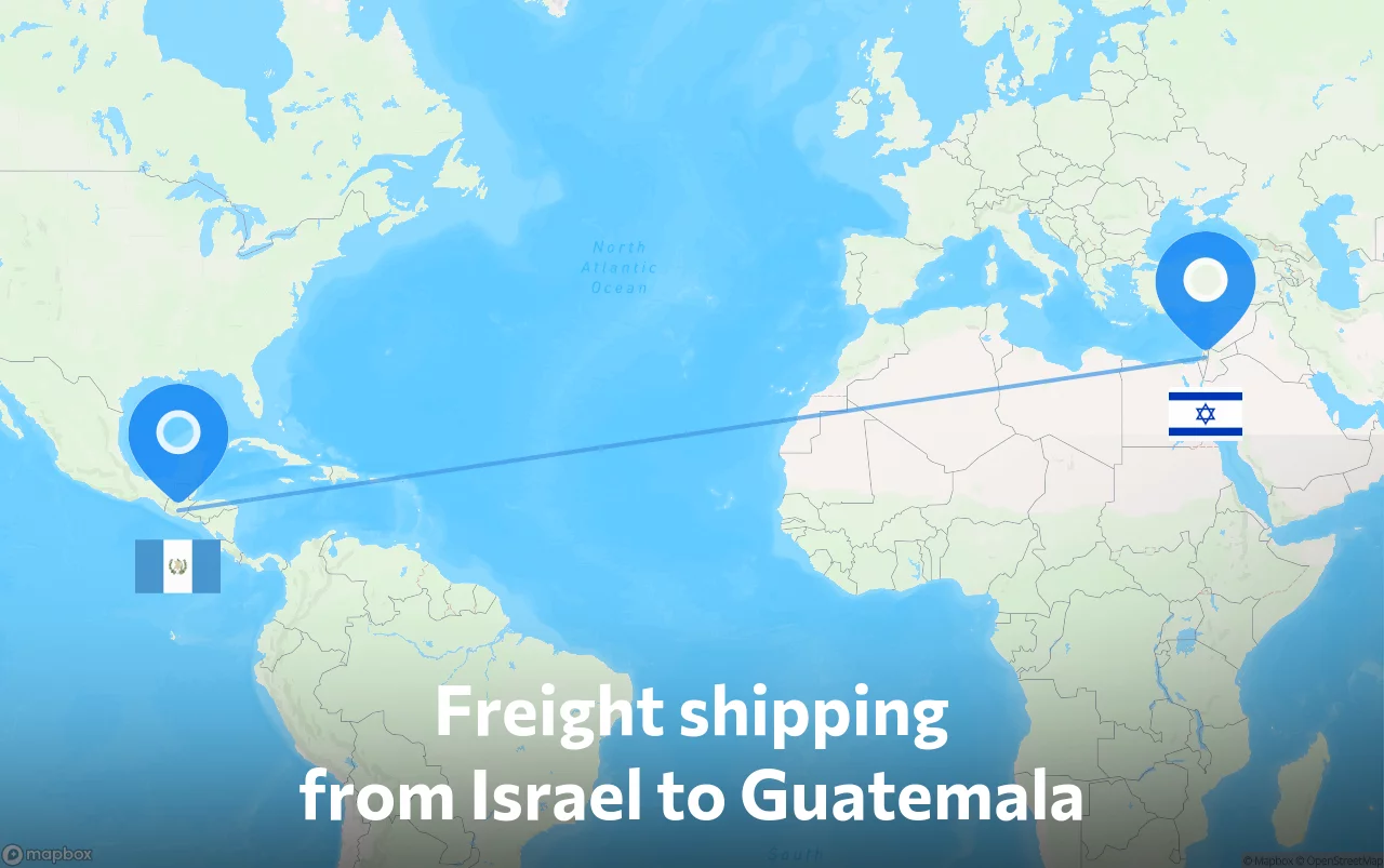 Shipping route from Israel to Guatemala